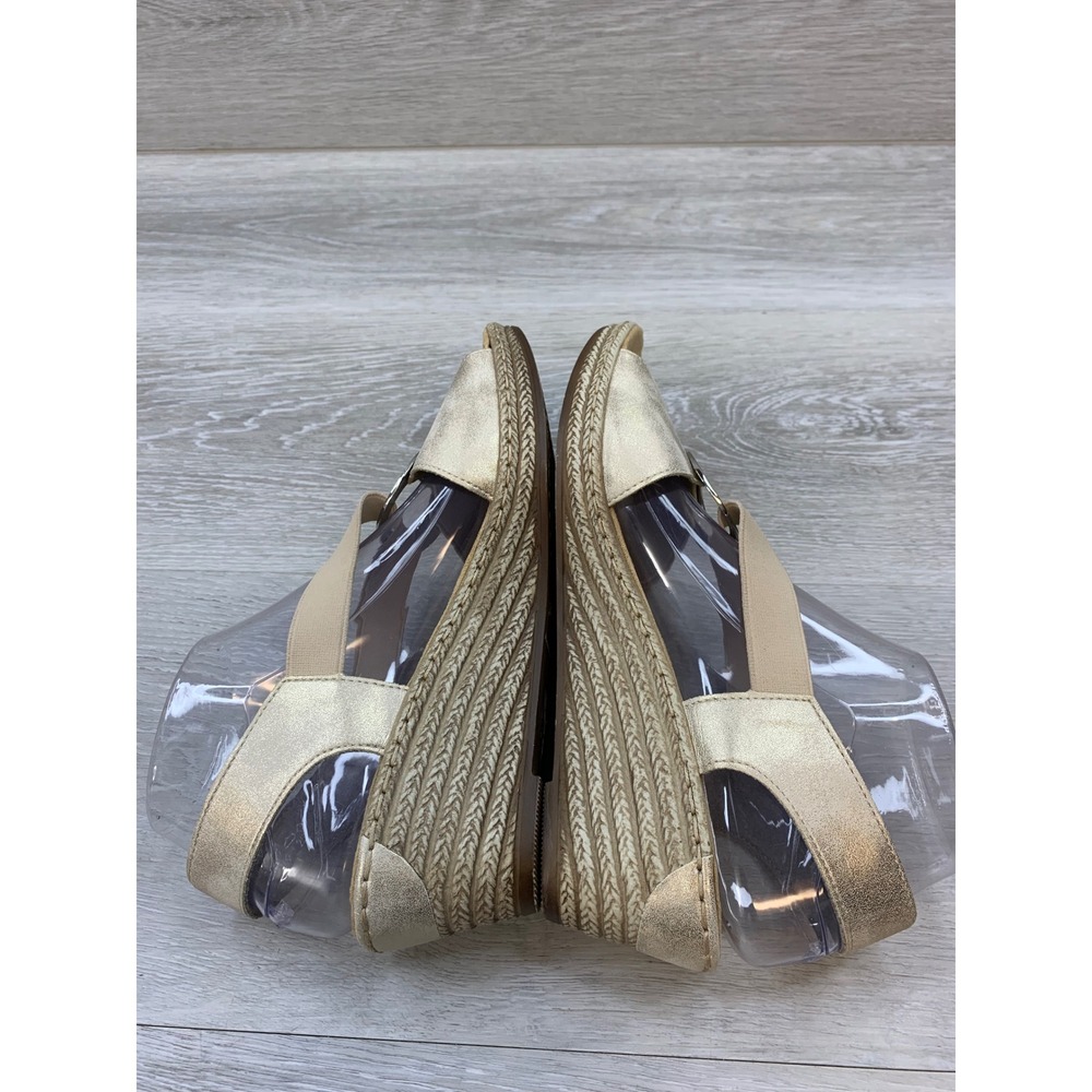 Rieker Antistress Women's Gold Metallic Elastic Wedge Sandals Size 39 EU 8 US - Picture 5 of 12